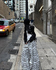 WARDEN EDGE White Zebra-Pattern Wide-Leg Trousers