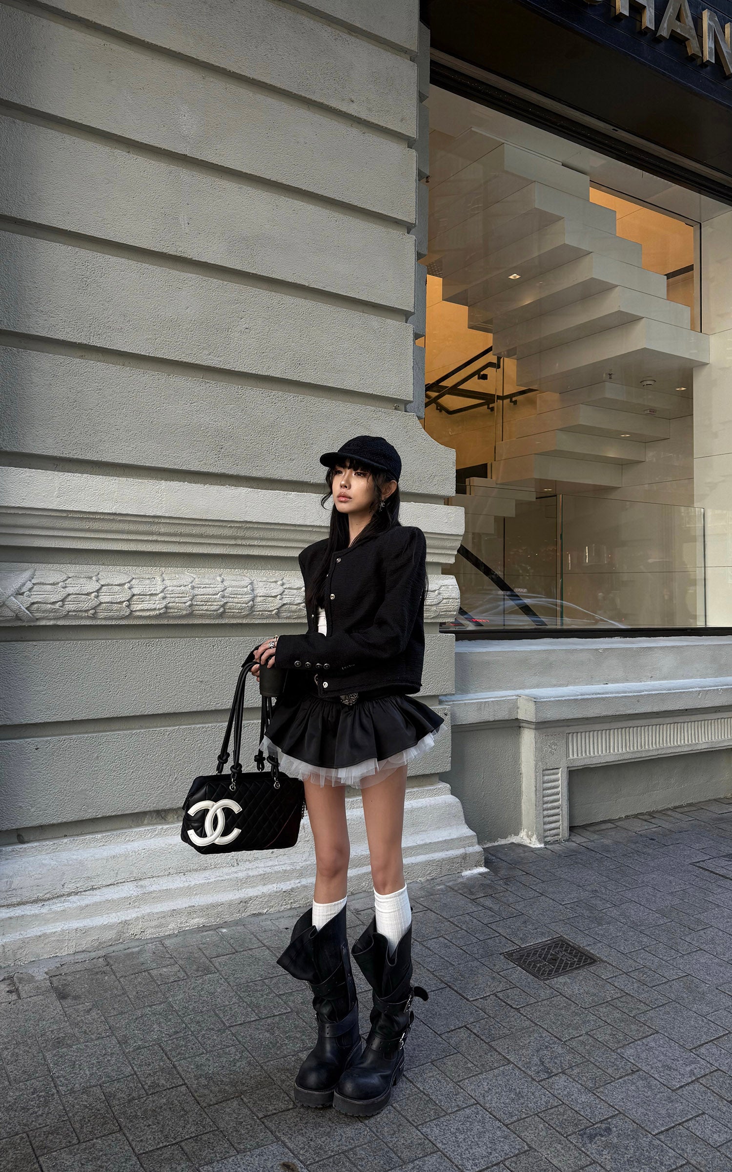 WARDEN EDGE 레이어드 튤 패널 미니 스커트