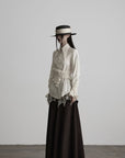 DOINDULGE Layered Fragment Texture Wool Maxi Skirt