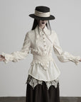 DOINDULGE Pointed-Collar Ruched Waist Structured Shirt