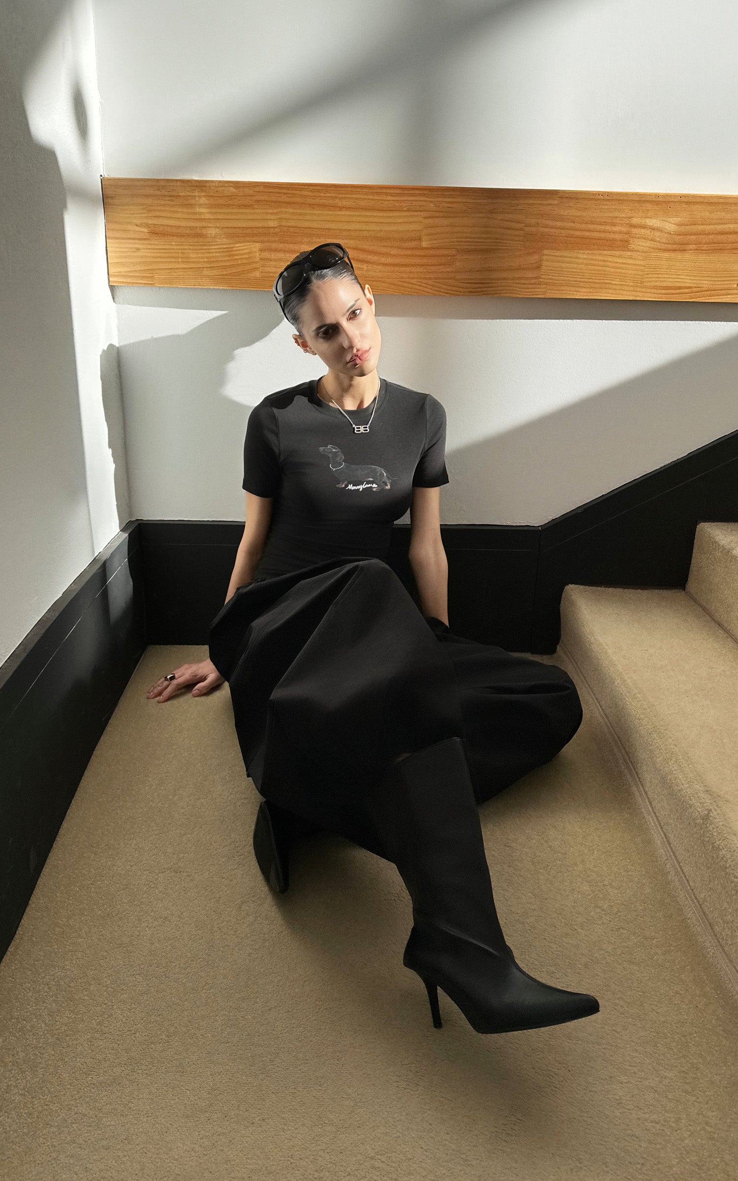 0122STEPLL 셔링 허리 배럴 팬츠