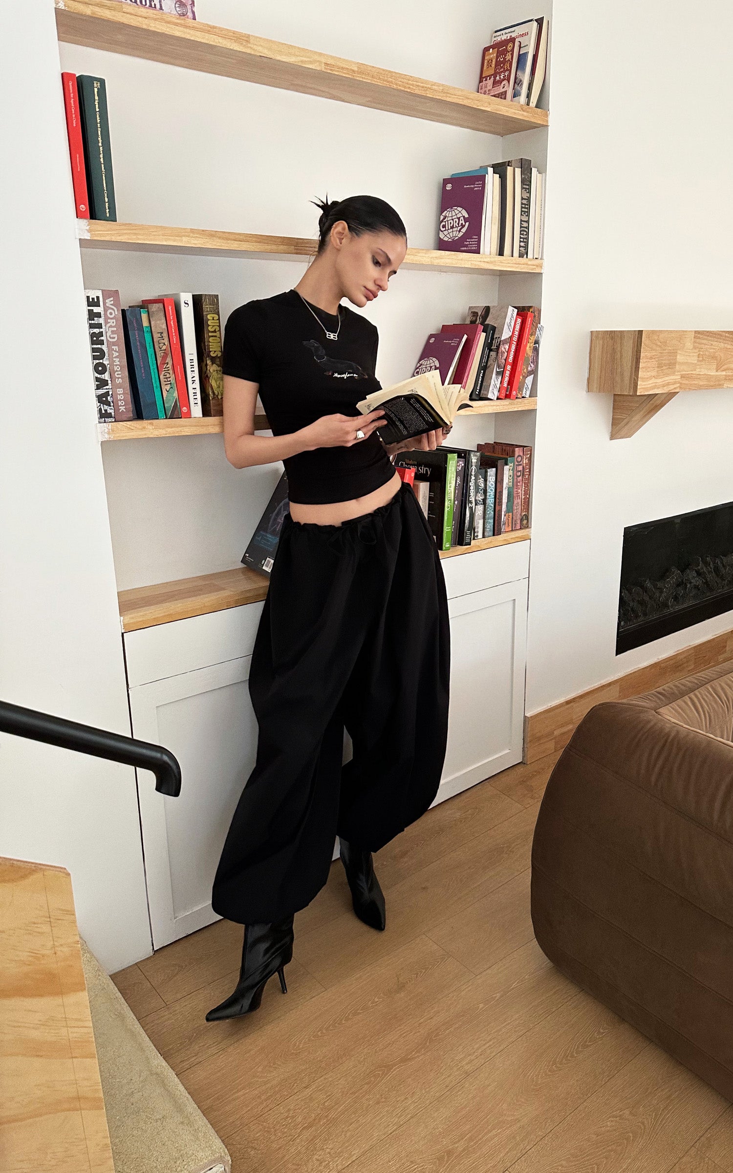 0122STEPLL 셔링 허리 배럴 팬츠