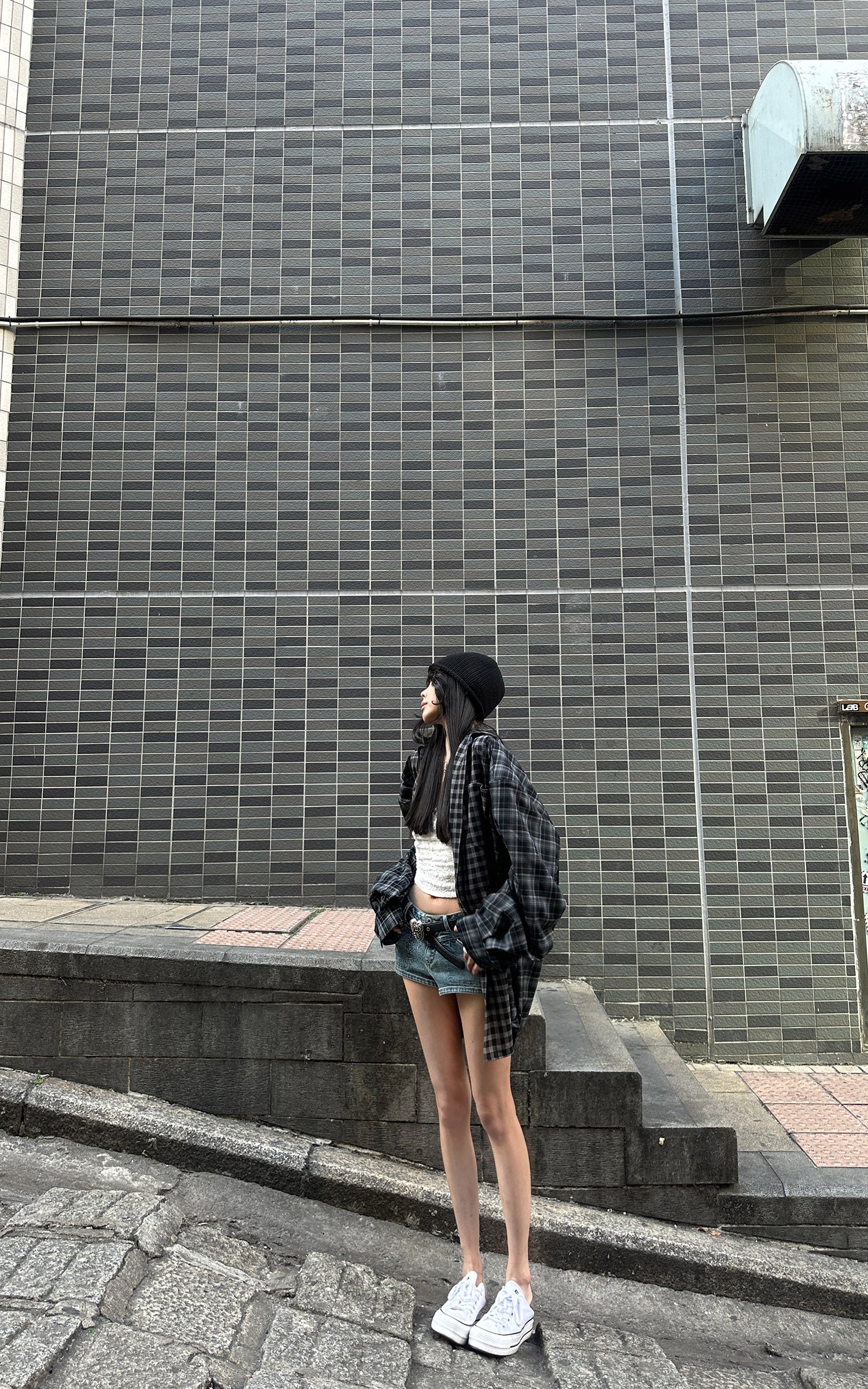 WARDEN EDGE 패치워크 체크 릴랙스핏 셔츠