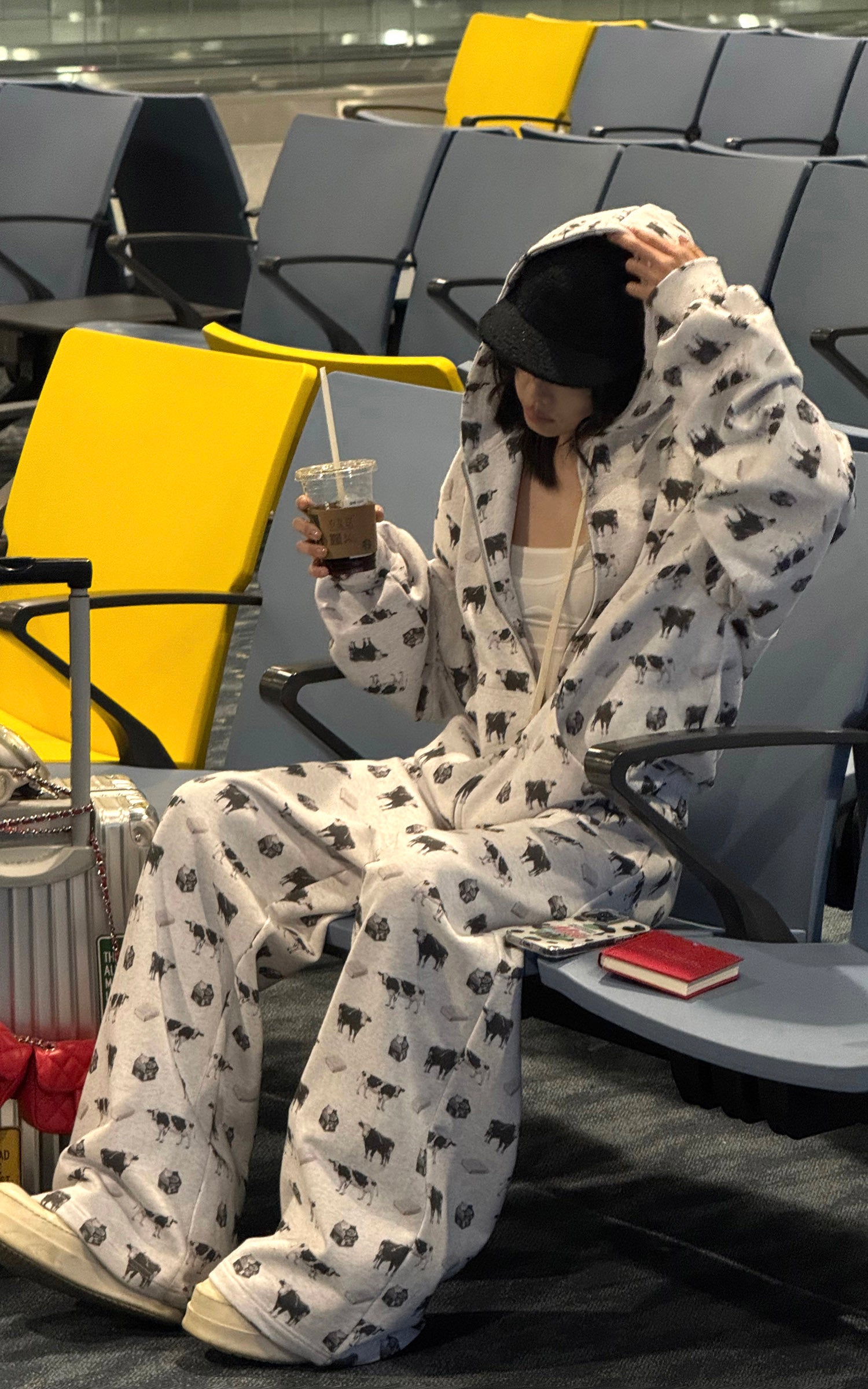 WARDEN EDGE 올오버 프린트 후드 재킷 &amp;amp; 와이드 스웨트팬츠 세트