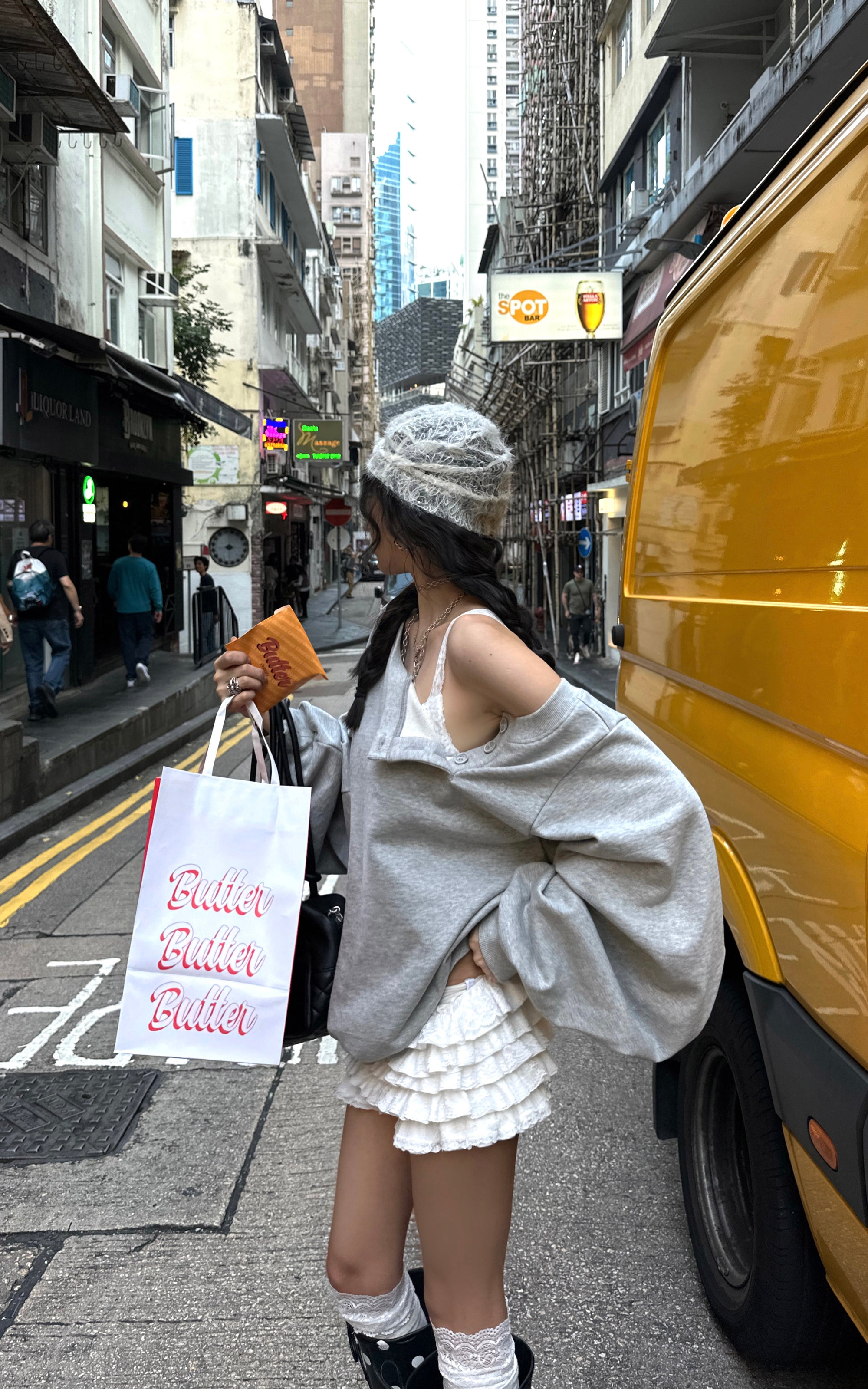 WARDEN EDGE 레이어드 레이스 로우라이즈 미니 스커트