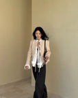 Hydrae Embroidered Fitted Blazer Structured Waist Cropped Jacket Vintage Inspired Tailored Top