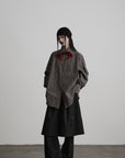 DOINDULGE Checked Rose Detail Loose Shirt