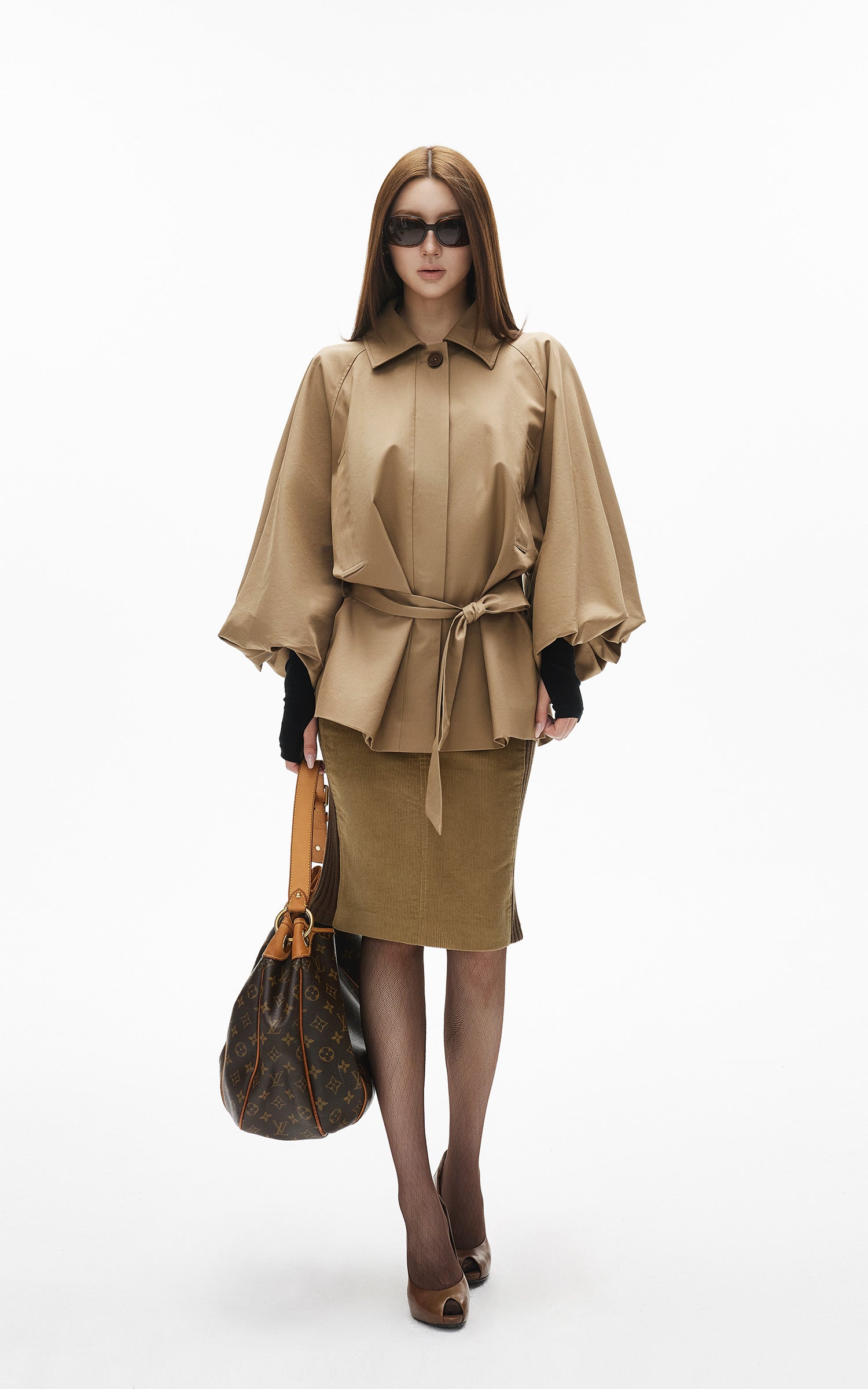 IAMXIAA Veste trench décontractée à ceinture
