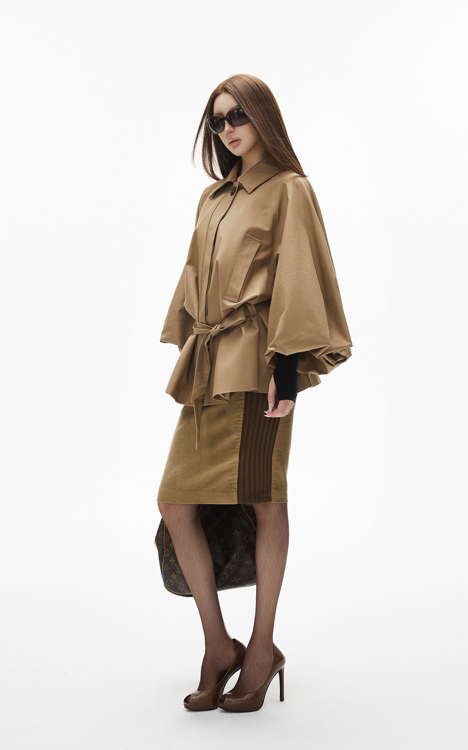 IAMXIAA Veste trench décontractée à ceinture