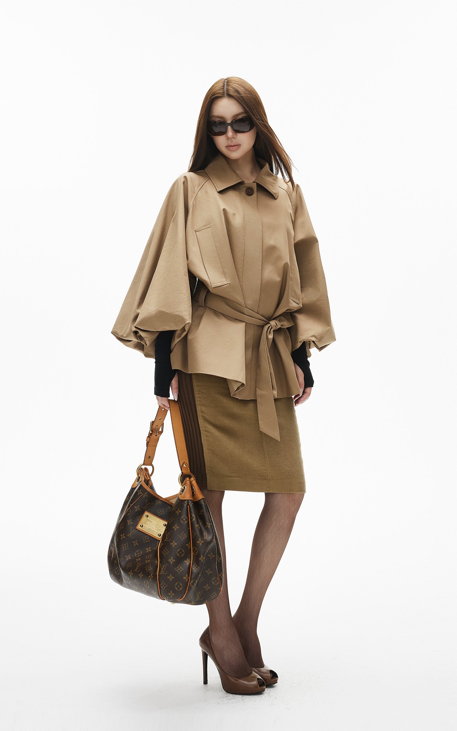 IAMXIAA Veste trench décontractée à ceinture