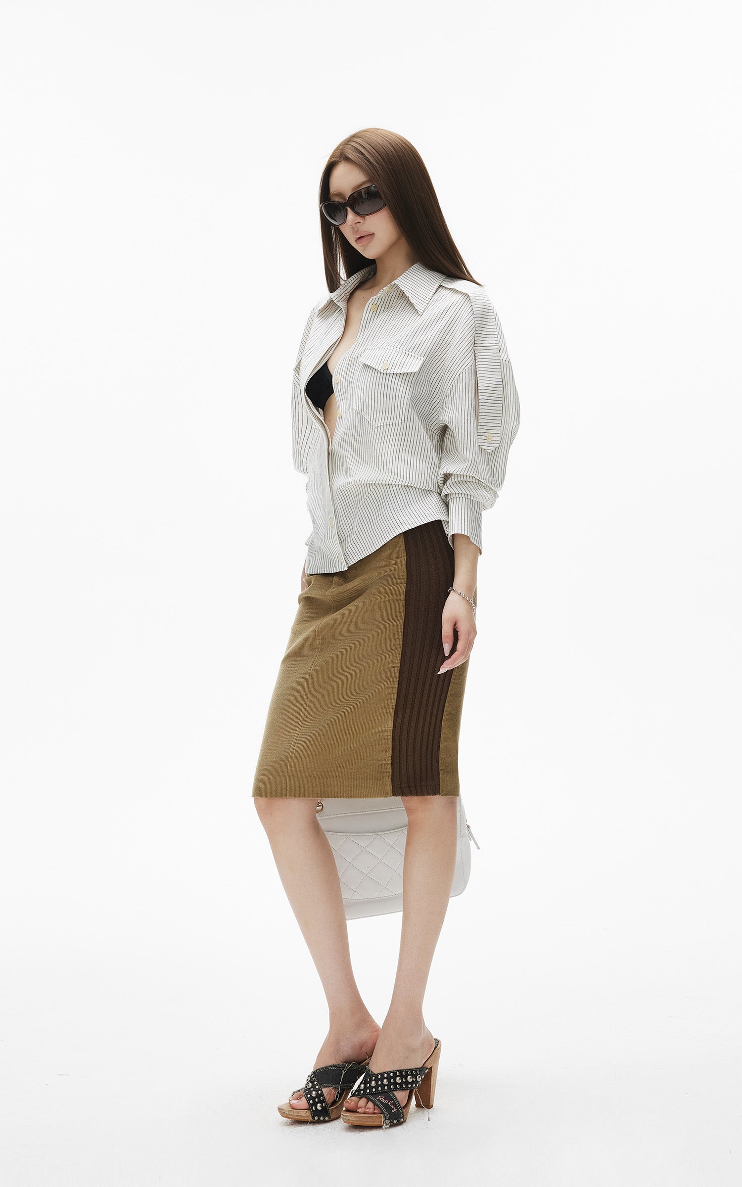 IAMXIAA Chemise à Rayures Détendue à Boutons