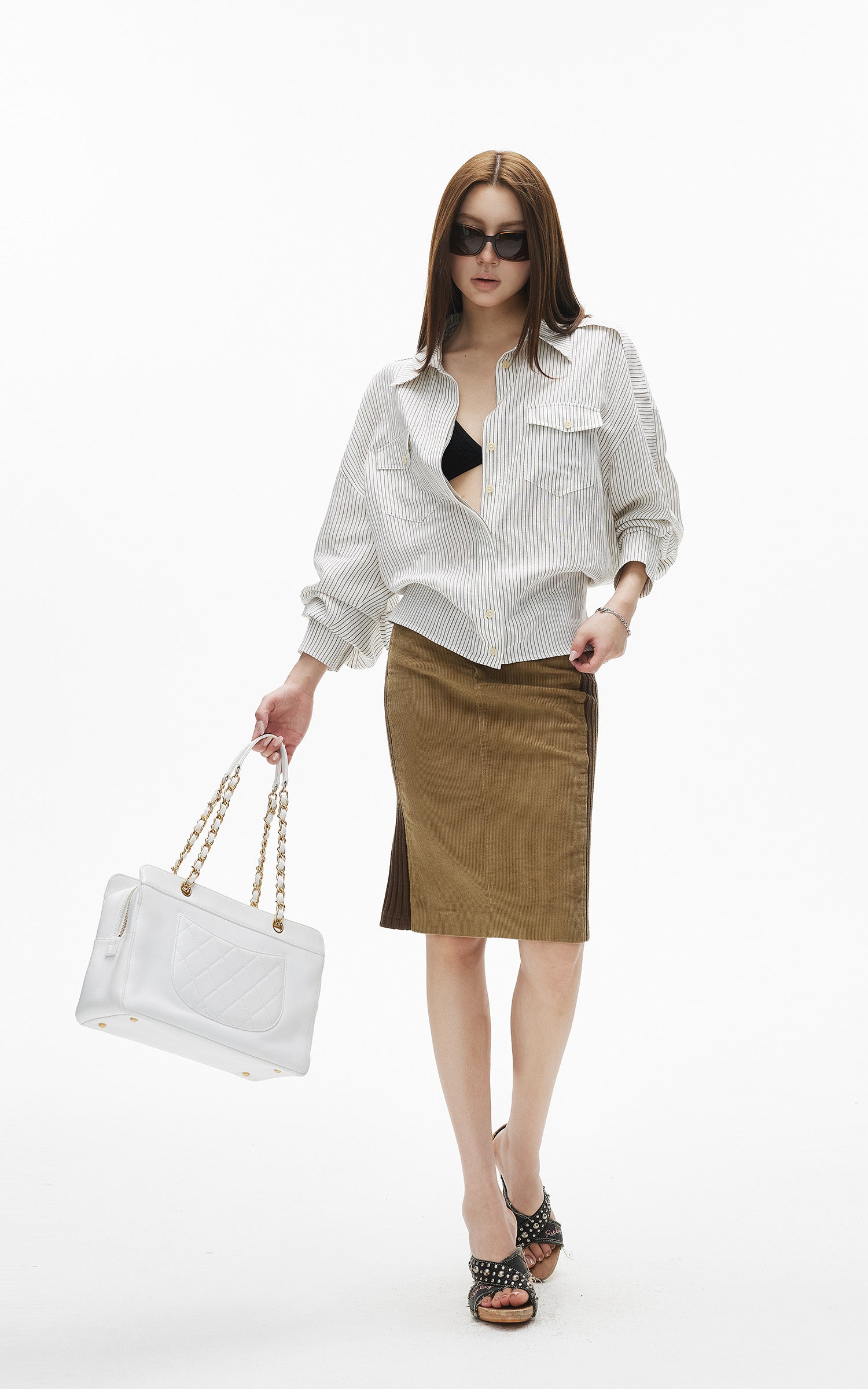 IAMXIAA Chemise à Rayures Détendue à Boutons