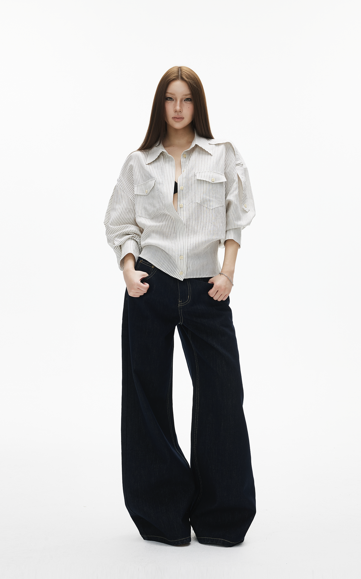 IAMXIAA Relaxed Pinstripe Button-Up Shirt