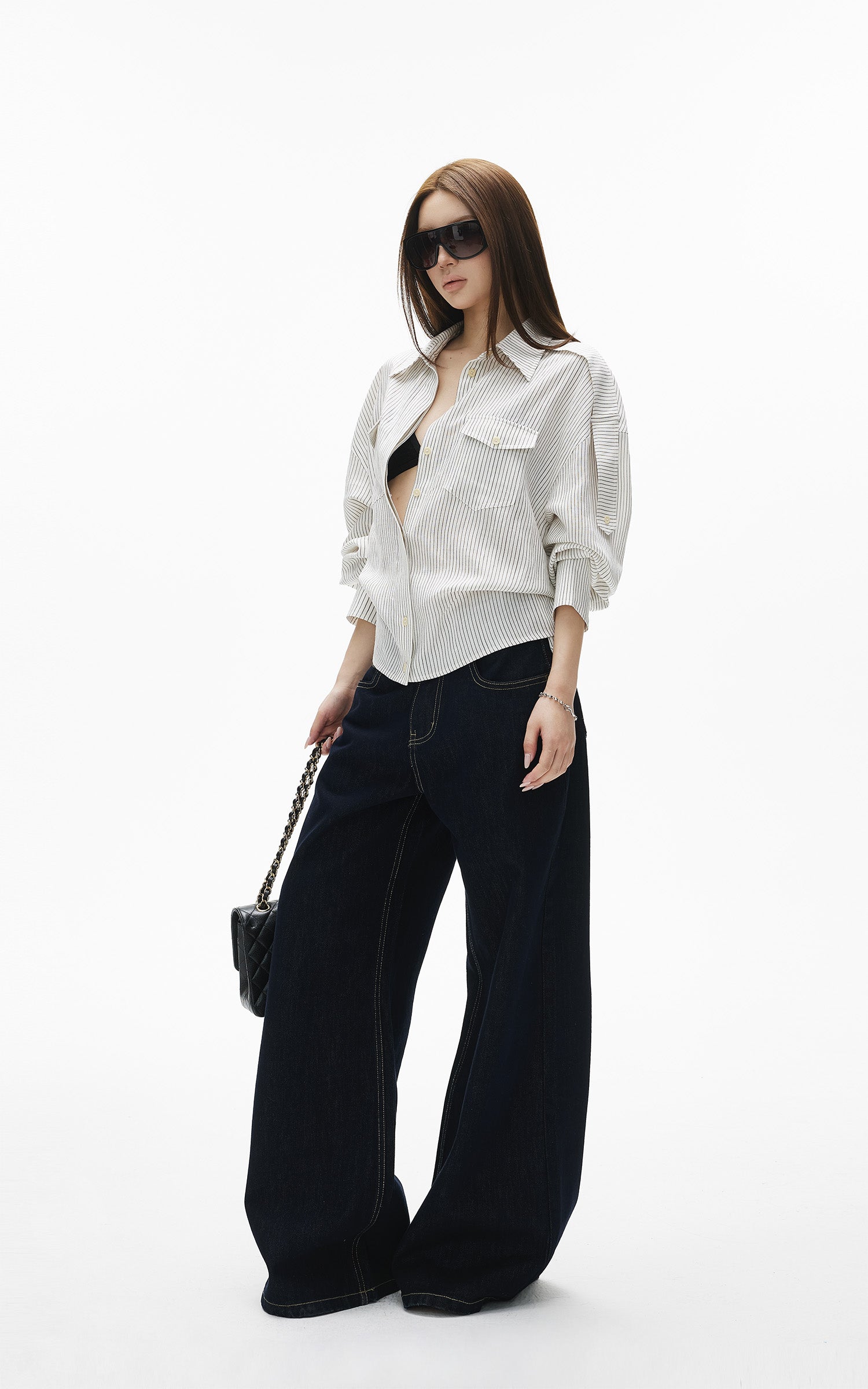 IAMXIAA Chemise à Rayures Détendue à Boutons