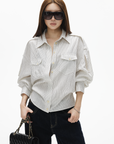 IAMXIAA Relaxed Pinstripe Button-Up Shirt