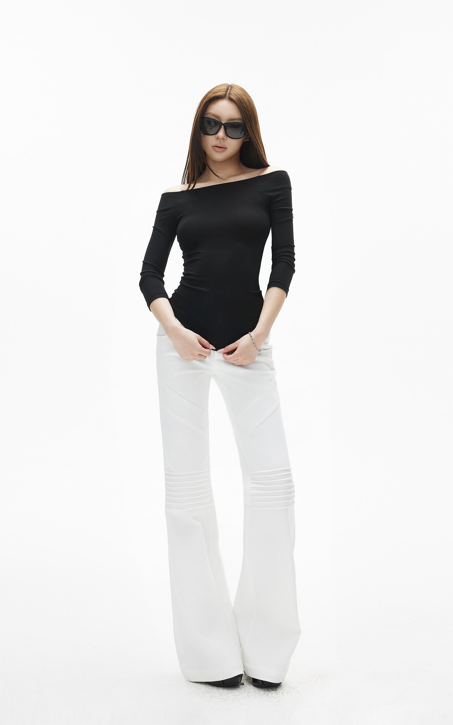 IAMXIAA Pantalon évasé à empiècements