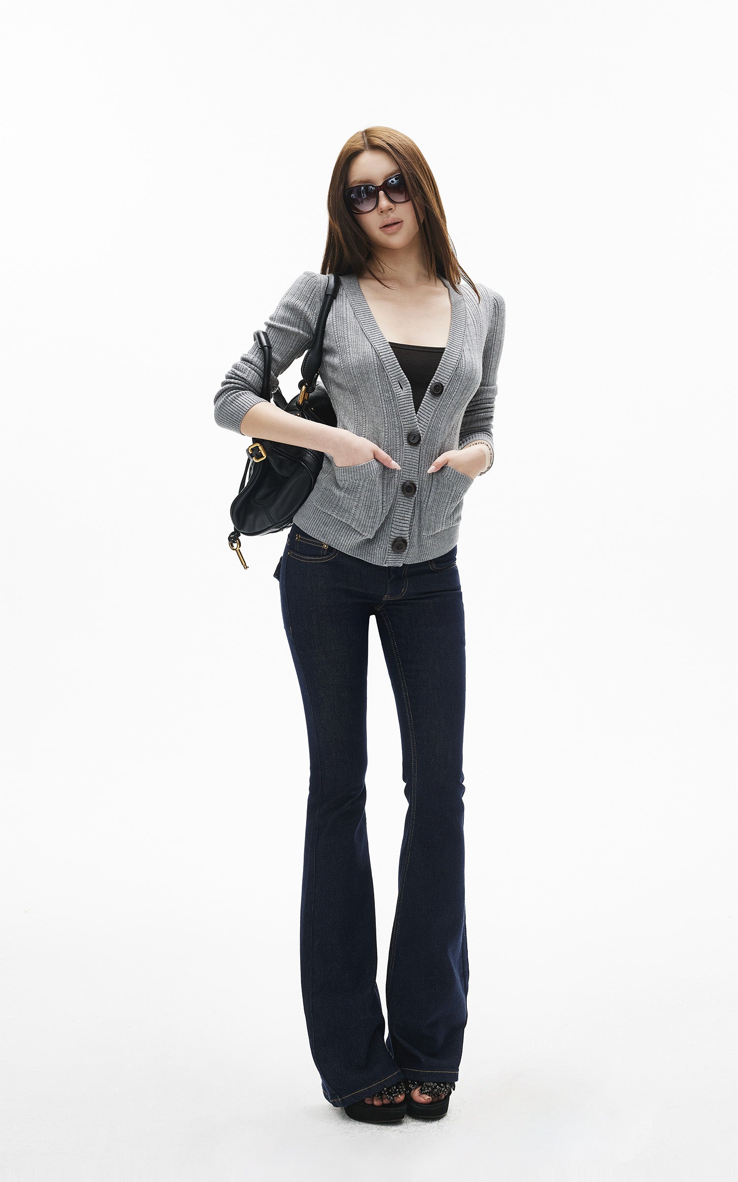 IAMXIAA Low-Rise Slim Fit Flared Denim Jeans with Vintage Silhouette