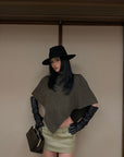 ROVENTE Textured Knit Poncho and Mini Skirt Set