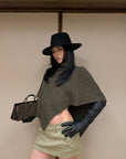 ROVENTE Textured Knit Poncho and Mini Skirt Set