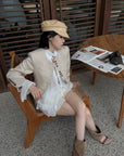 Hydrae Embroidered Fitted Blazer Structured Waist Cropped Jacket Vintage Inspired Tailored Top