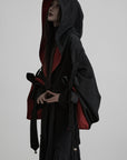 DOINDULGE Reversible Two-Tone Hooded Tie-Detail Jacket