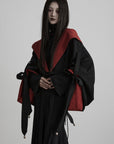DOINDULGE Reversible Two-Tone Hooded Tie-Detail Jacket