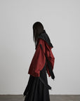 DOINDULGE Reversible Two-Tone Hooded Tie-Detail Jacket
