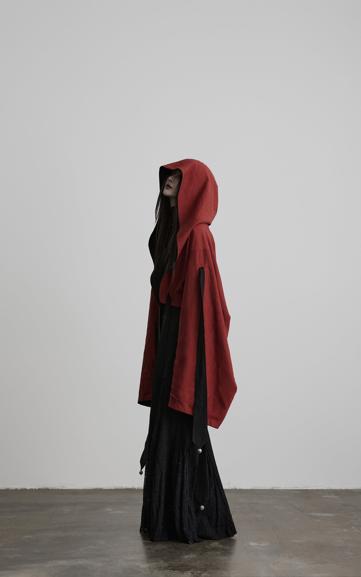 DOINDULGE Reversible Two-Tone Hooded Tie-Detail Jacket