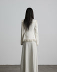 DOINDULGE Lace-Trim High-Neck Fitted Jacket
