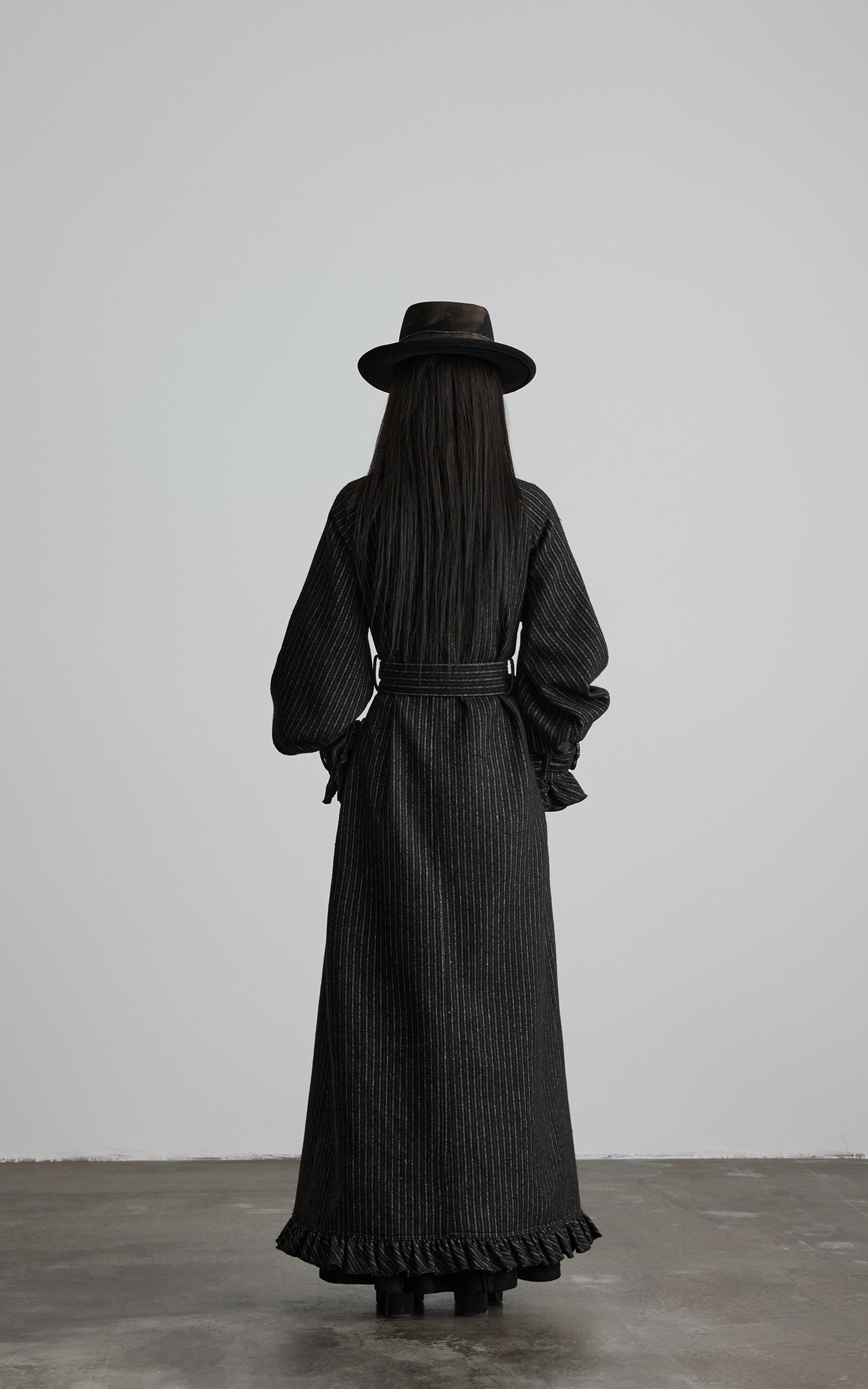 DOINDULGE Deconstructed Herringbone Wool Long Coat