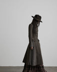 DOINDULGE Deconstructed Stand-Collar Paneled Trench Coat