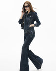 IAMXIAA ローライズフィットフレアジーンズ
