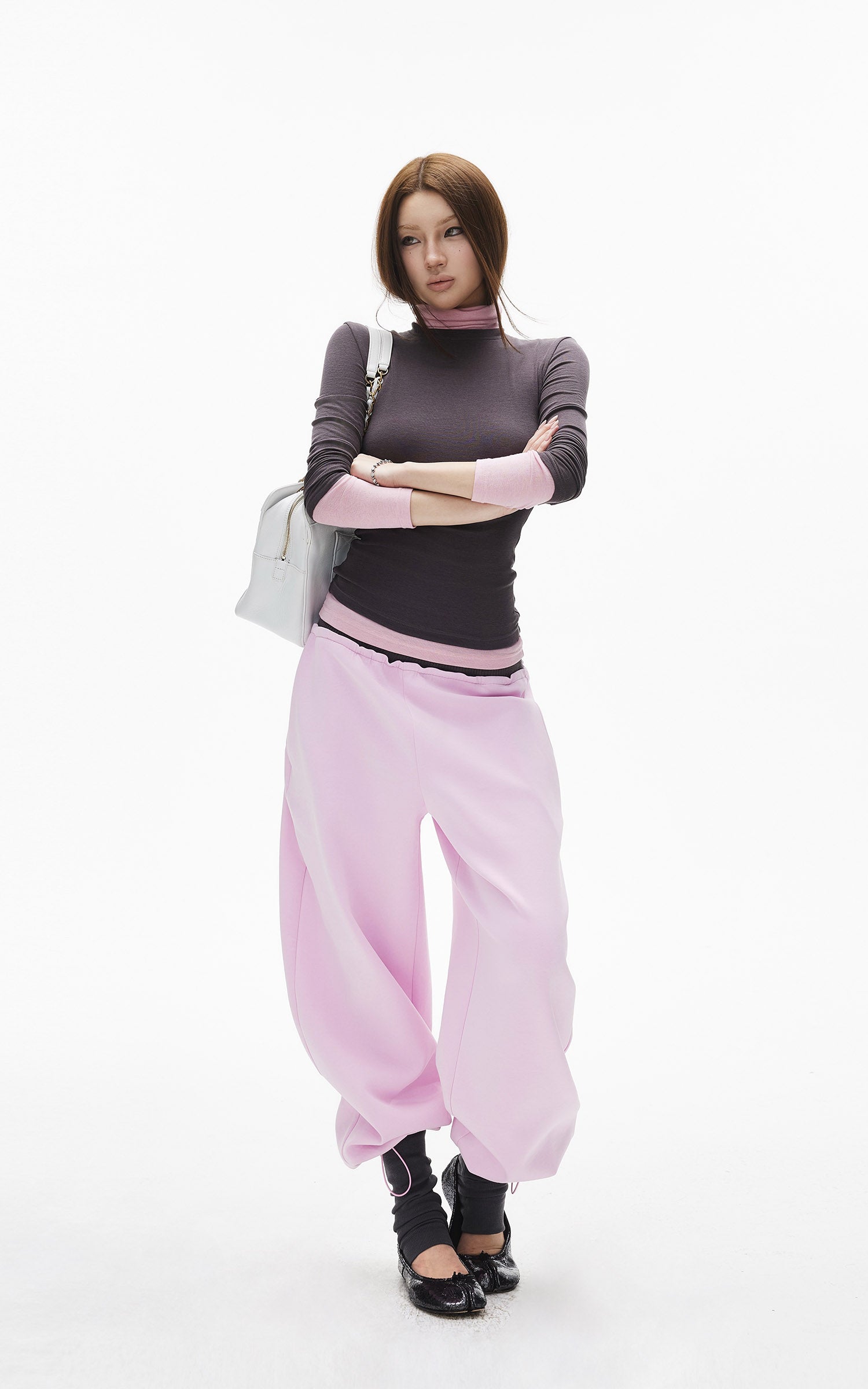 IAMXIAA Layered-Look Fitted Knit Turtleneck Top