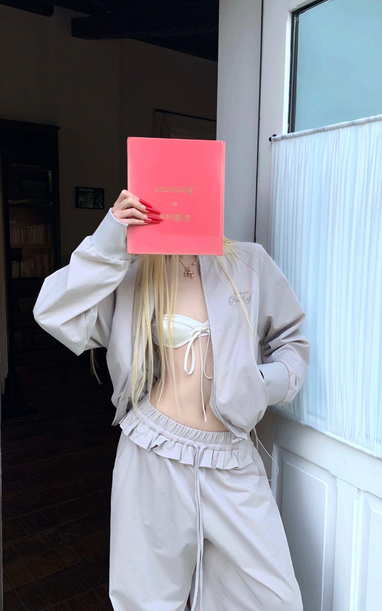 Rase le sol 크롭 집업 재킷 &amp; 와이드 팬츠 세트