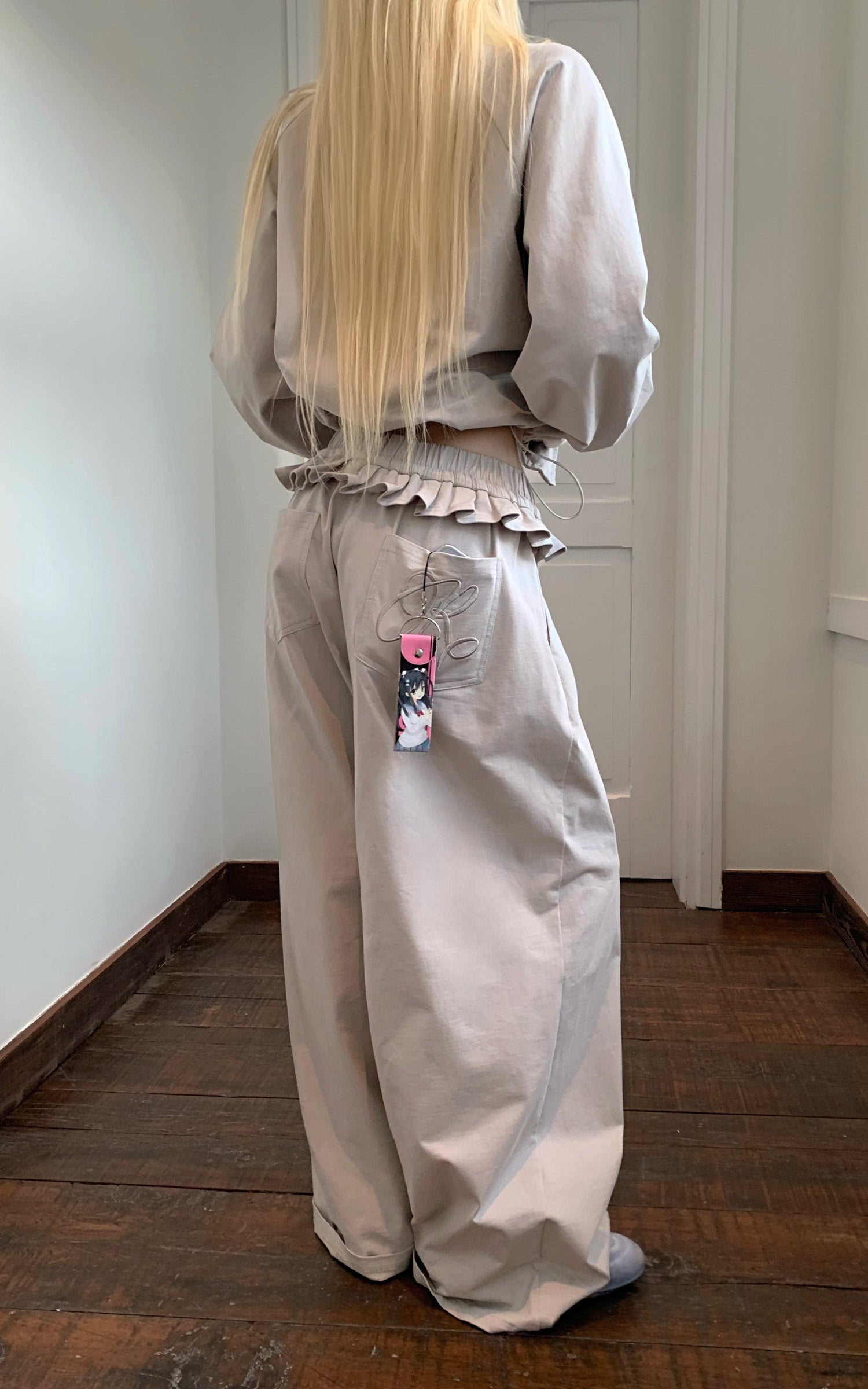 Rase le sol 크롭 집업 재킷 &amp; 와이드 팬츠 세트