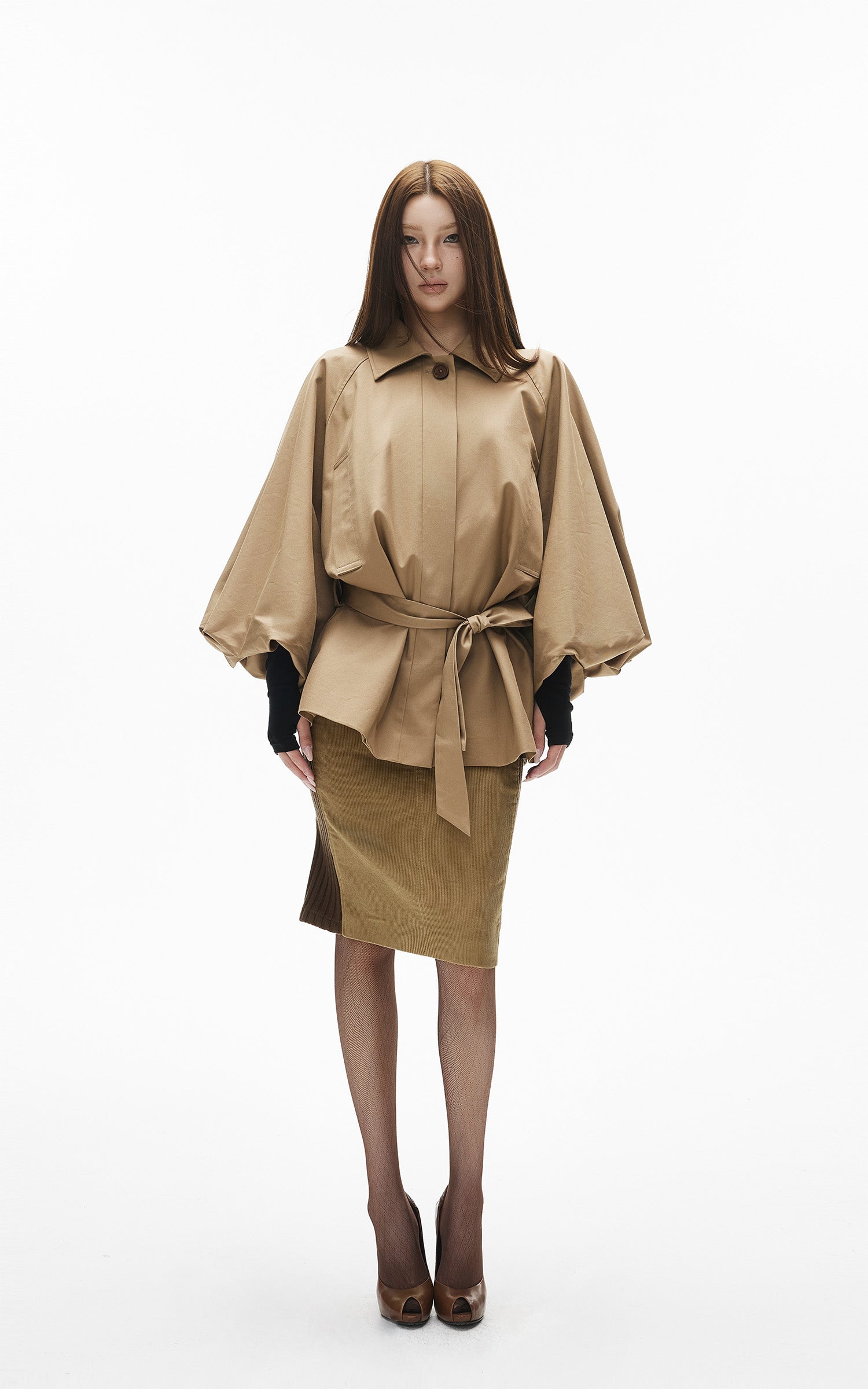 IAMXIAA Veste trench décontractée à ceinture