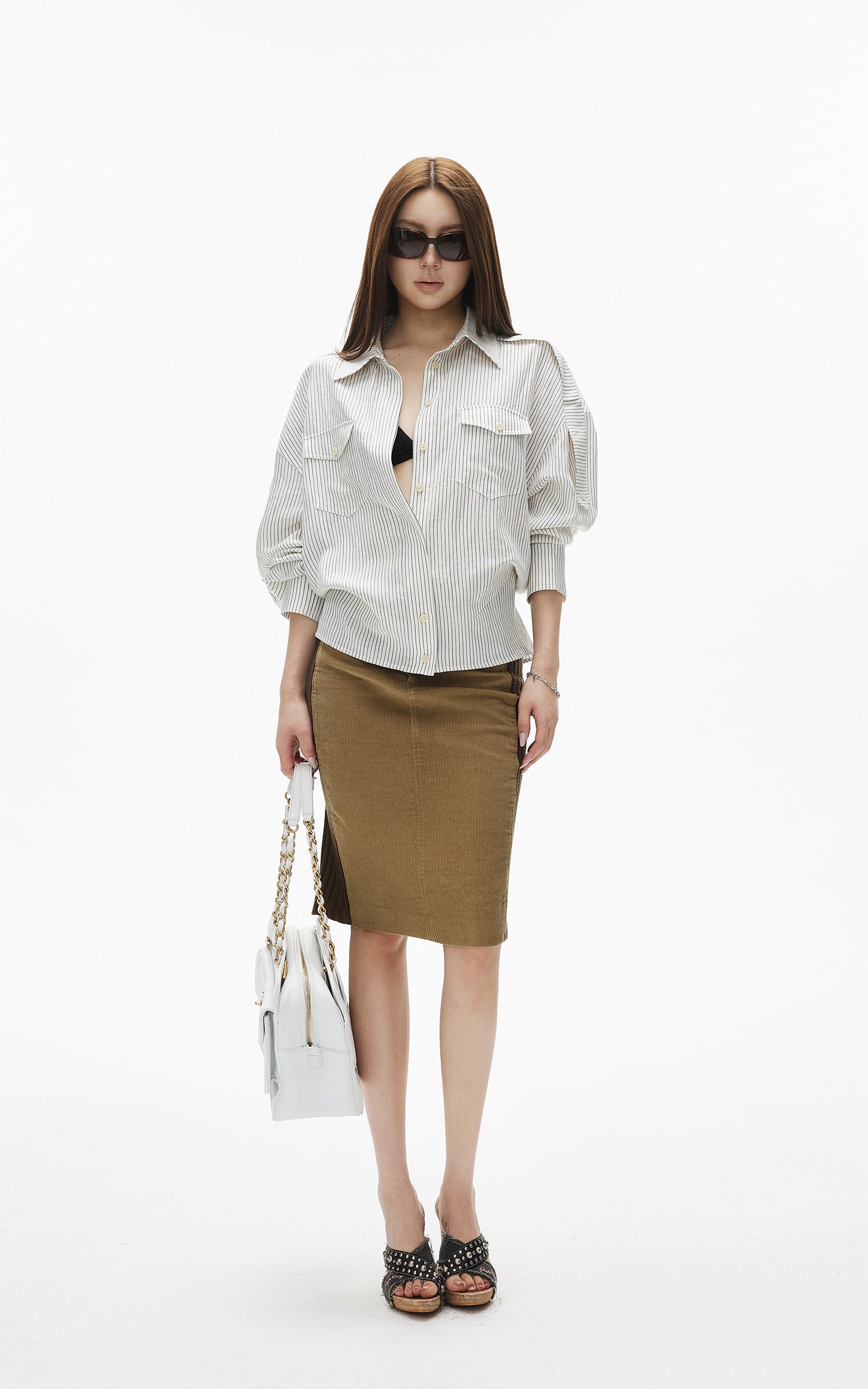IAMXIAA Chemise à Rayures Détendue à Boutons