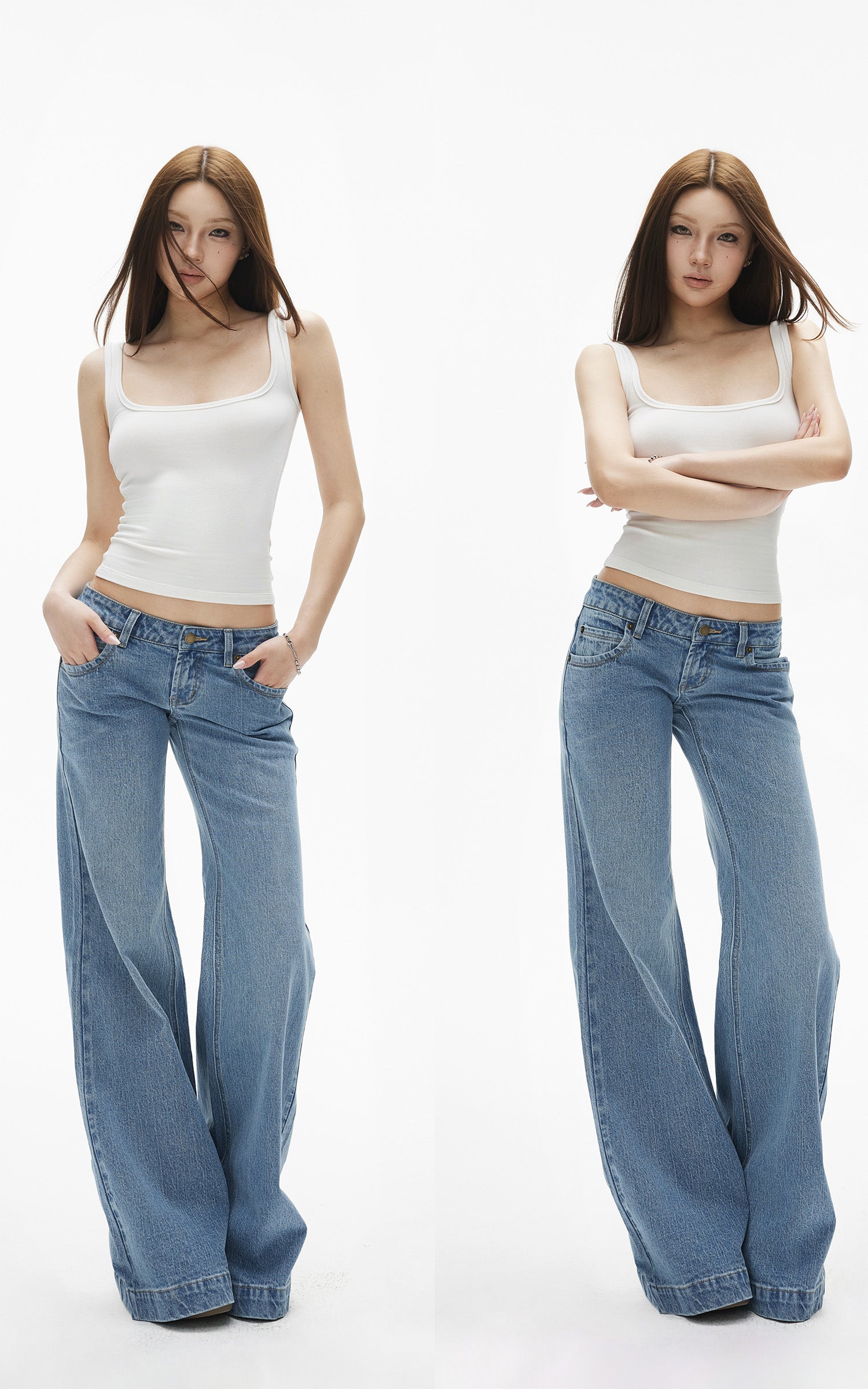 IAMXIAA スクエアネック スリムフィット タンクトップ