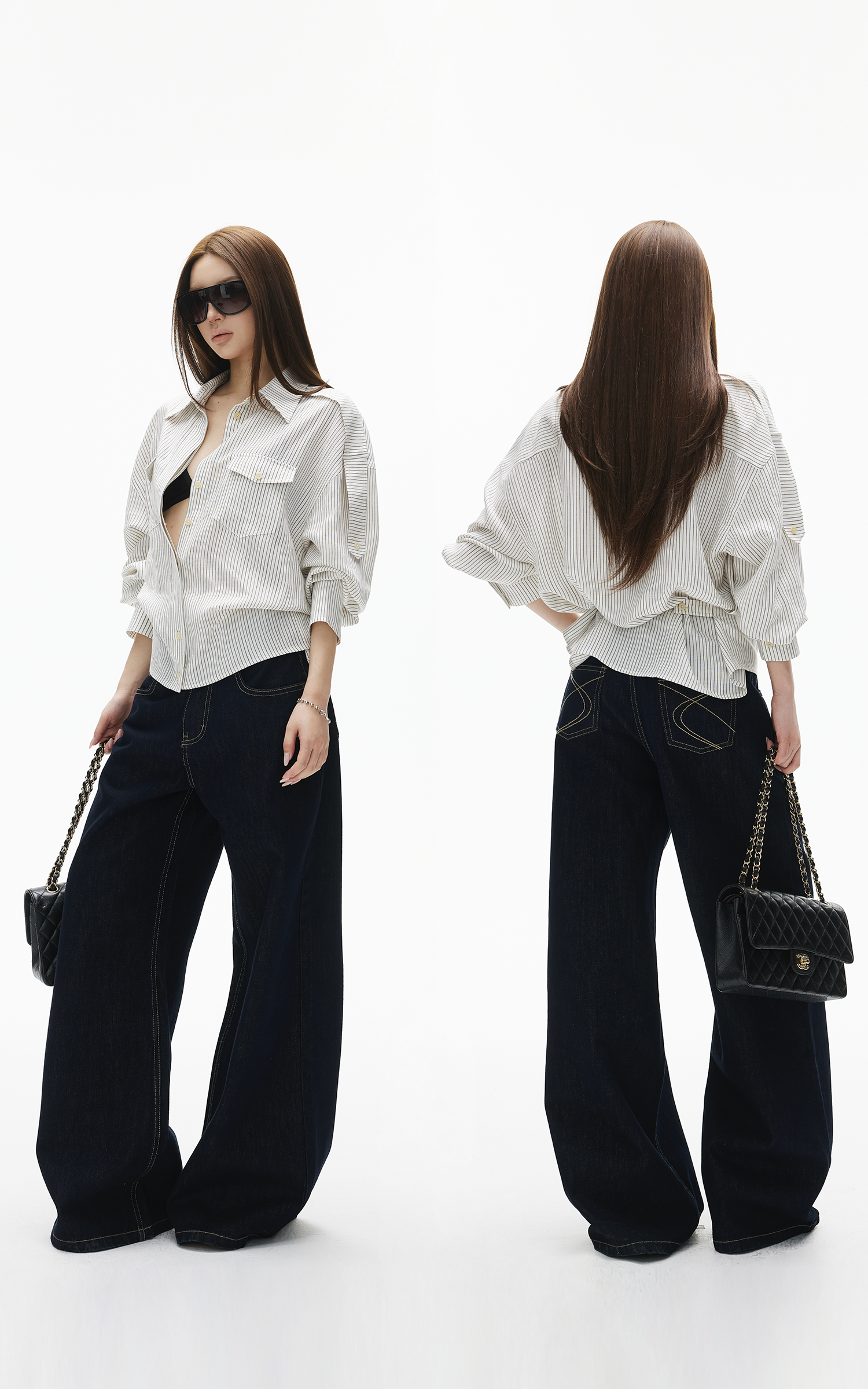 IAMXIAA Relaxed Pinstripe Button-Up Shirt
