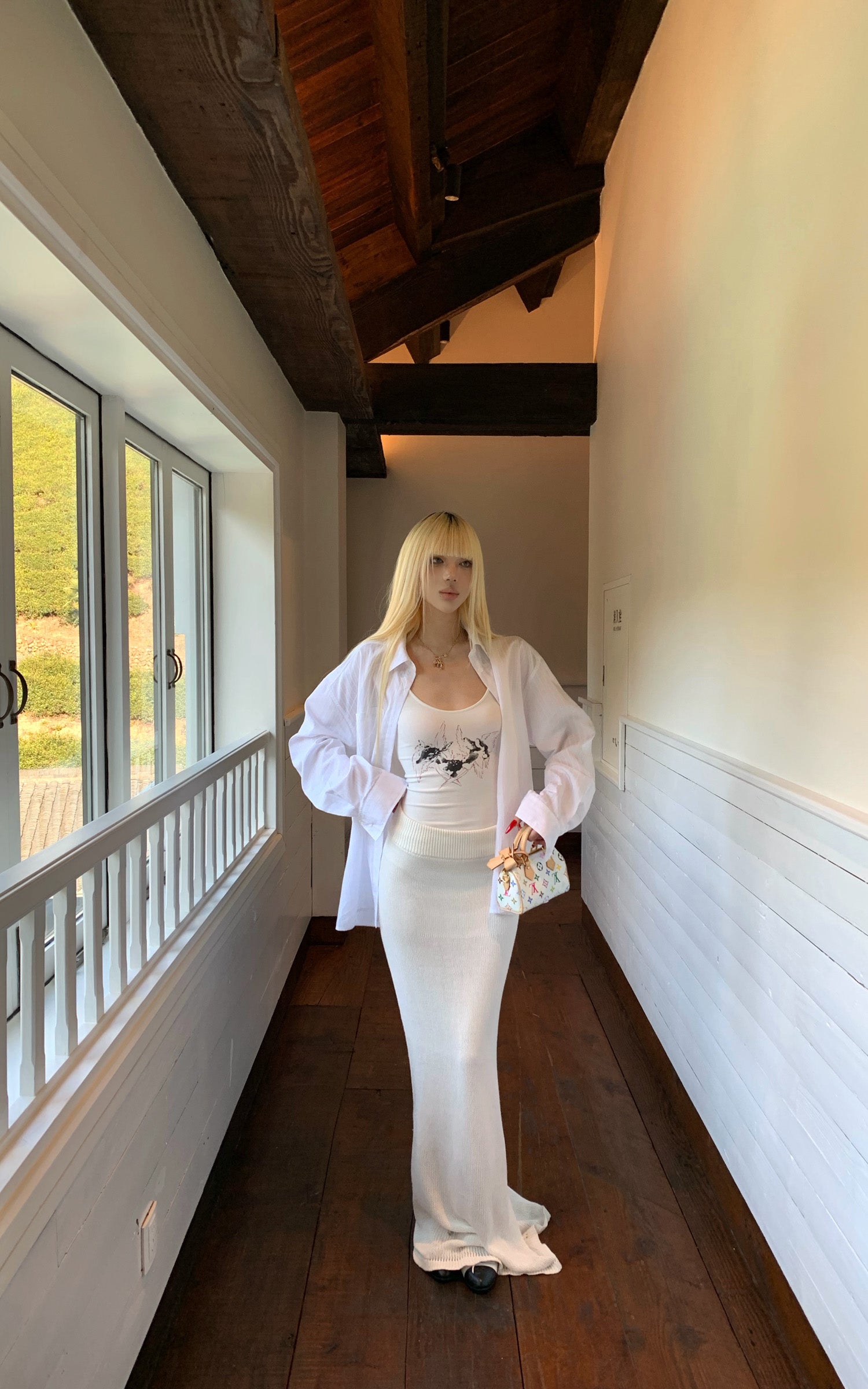 Rase le sol 하이웨이스트 스컬프 니트 머메이드 스커트