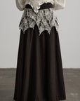 DOINDULGE Layered Fragment Texture Wool Maxi Skirt