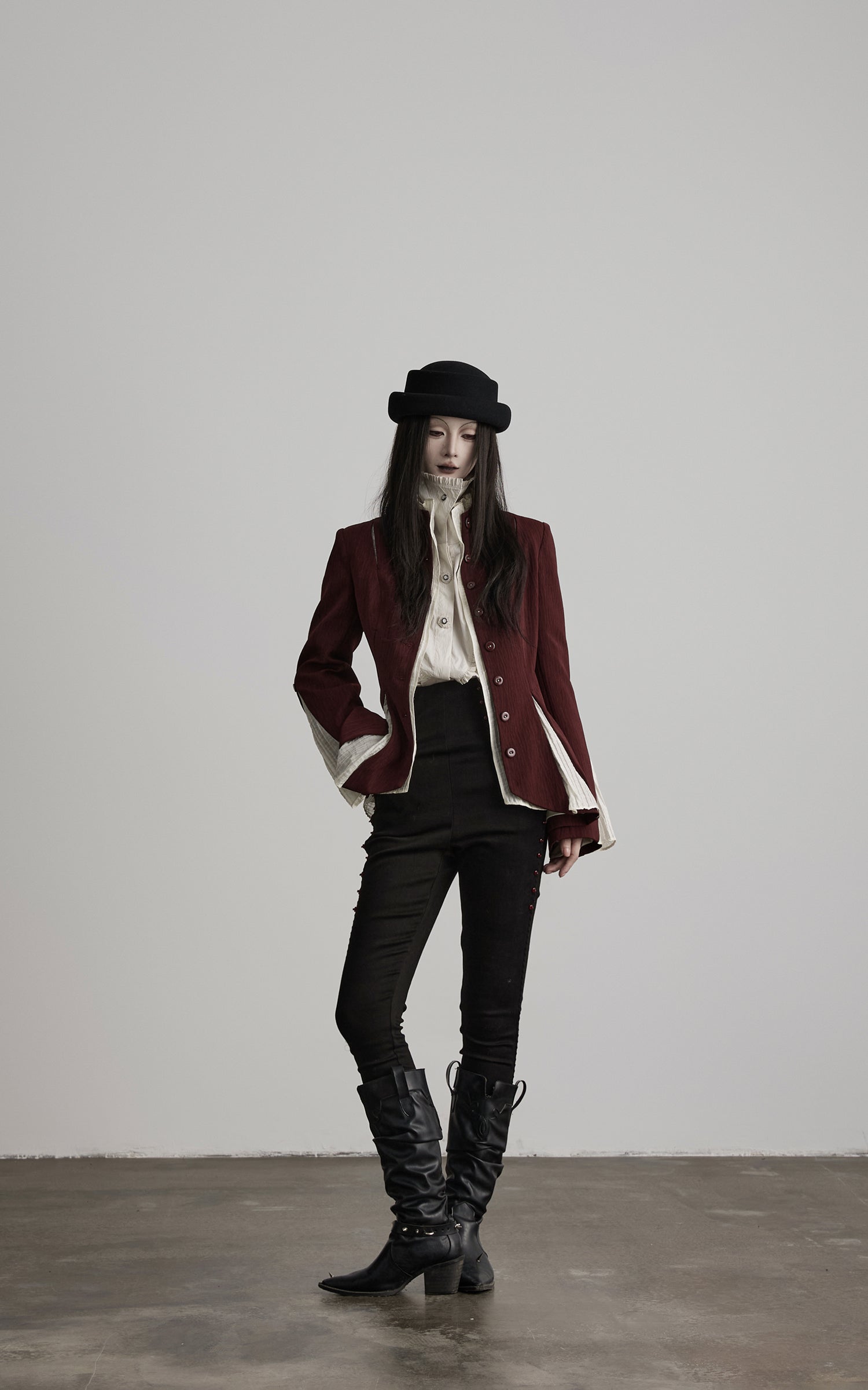 DOINDULGE Structured Panel Stand Collar Jacket
