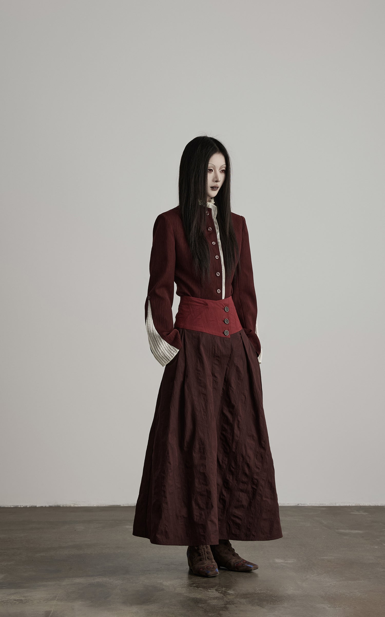 DOINDULGE Structured Panel Stand Collar Jacket