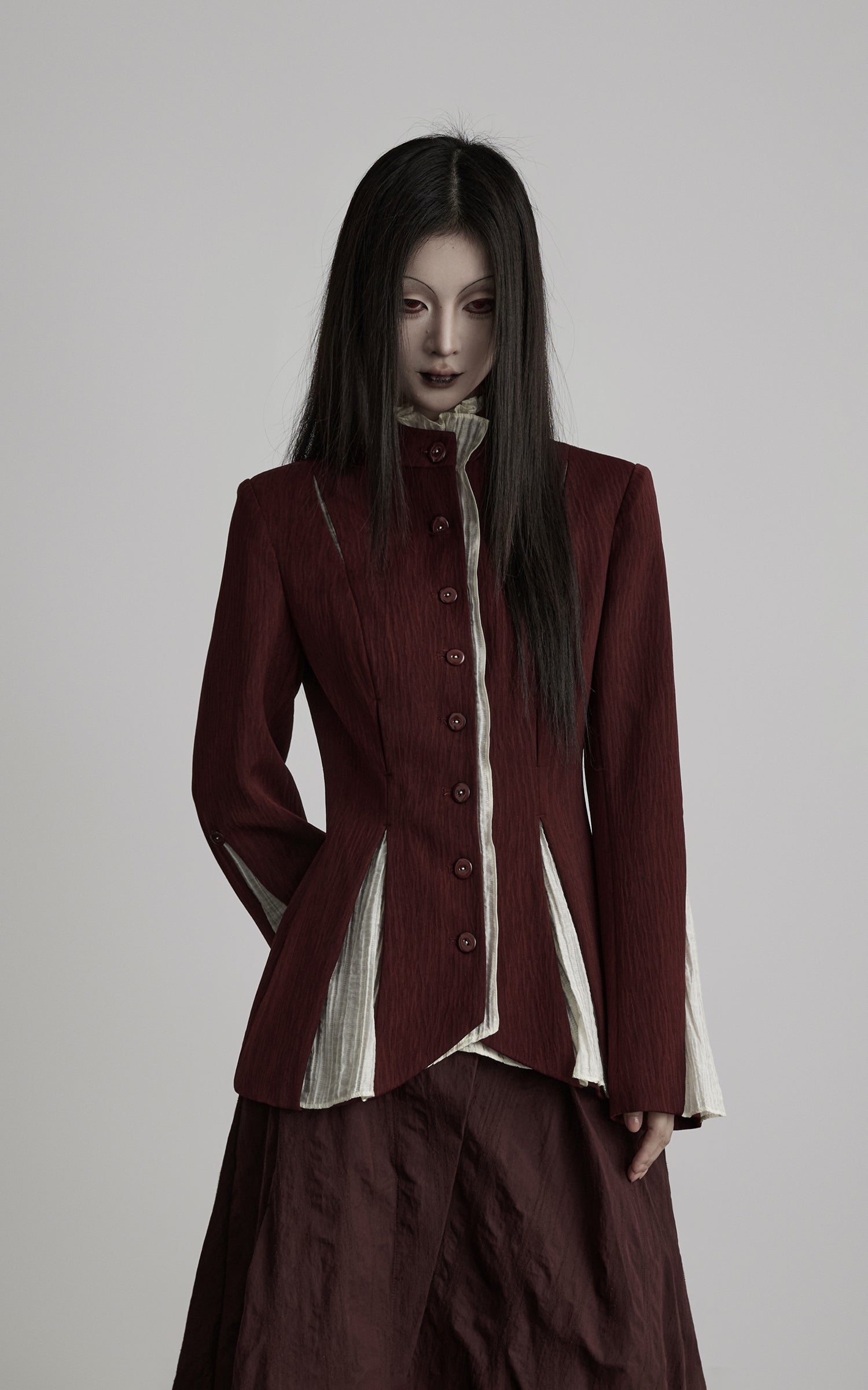 DOINDULGE Structured Panel Stand Collar Jacket