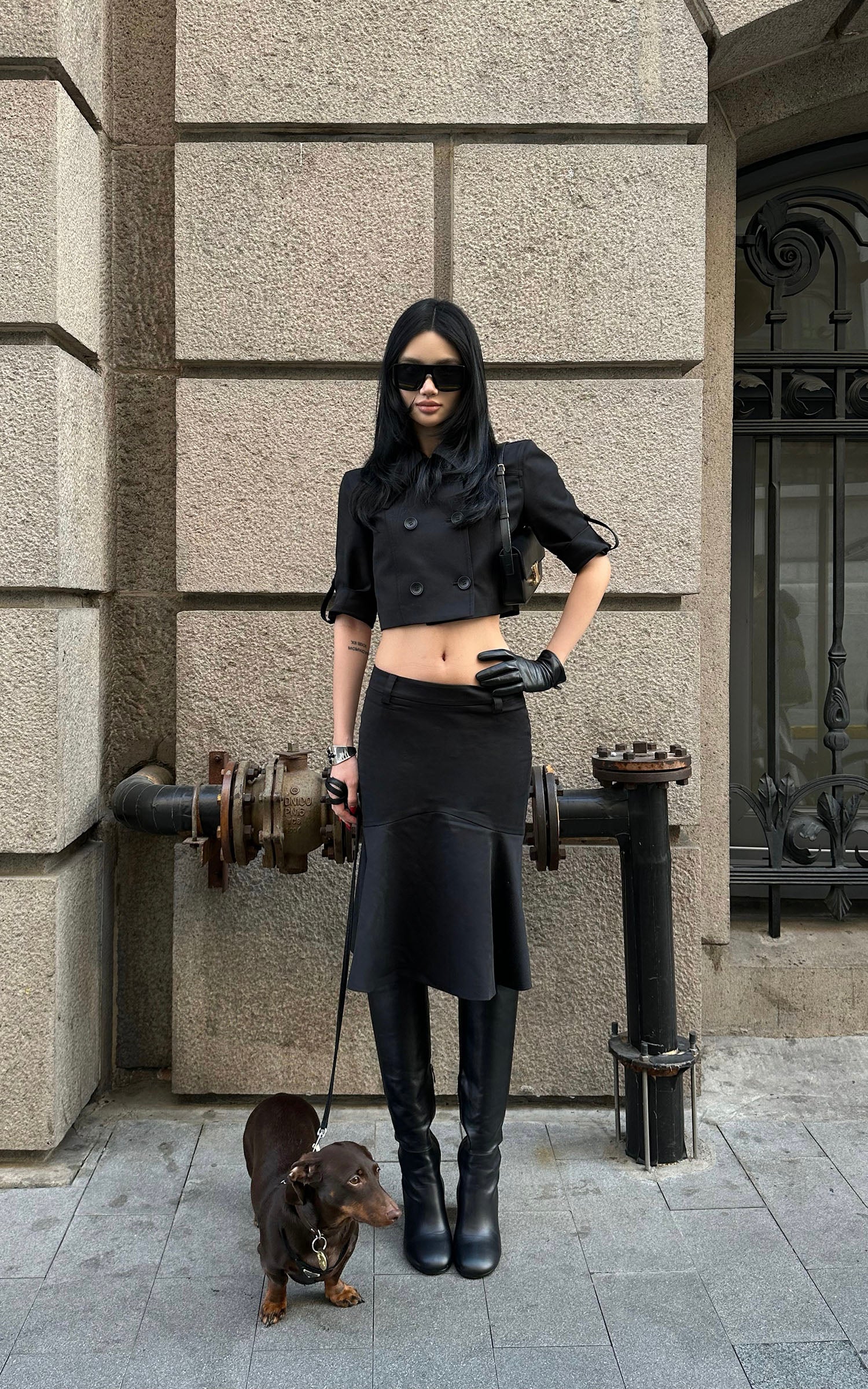 ROVENTE Low-Rise Fishtail Midi Skirt