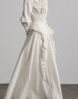 DOINDULGE Sculptural Ruffle Panel High-Waist Long Skirt