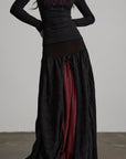 DOINDULGE Layered Draped Panel Gothic Maxi Skirt