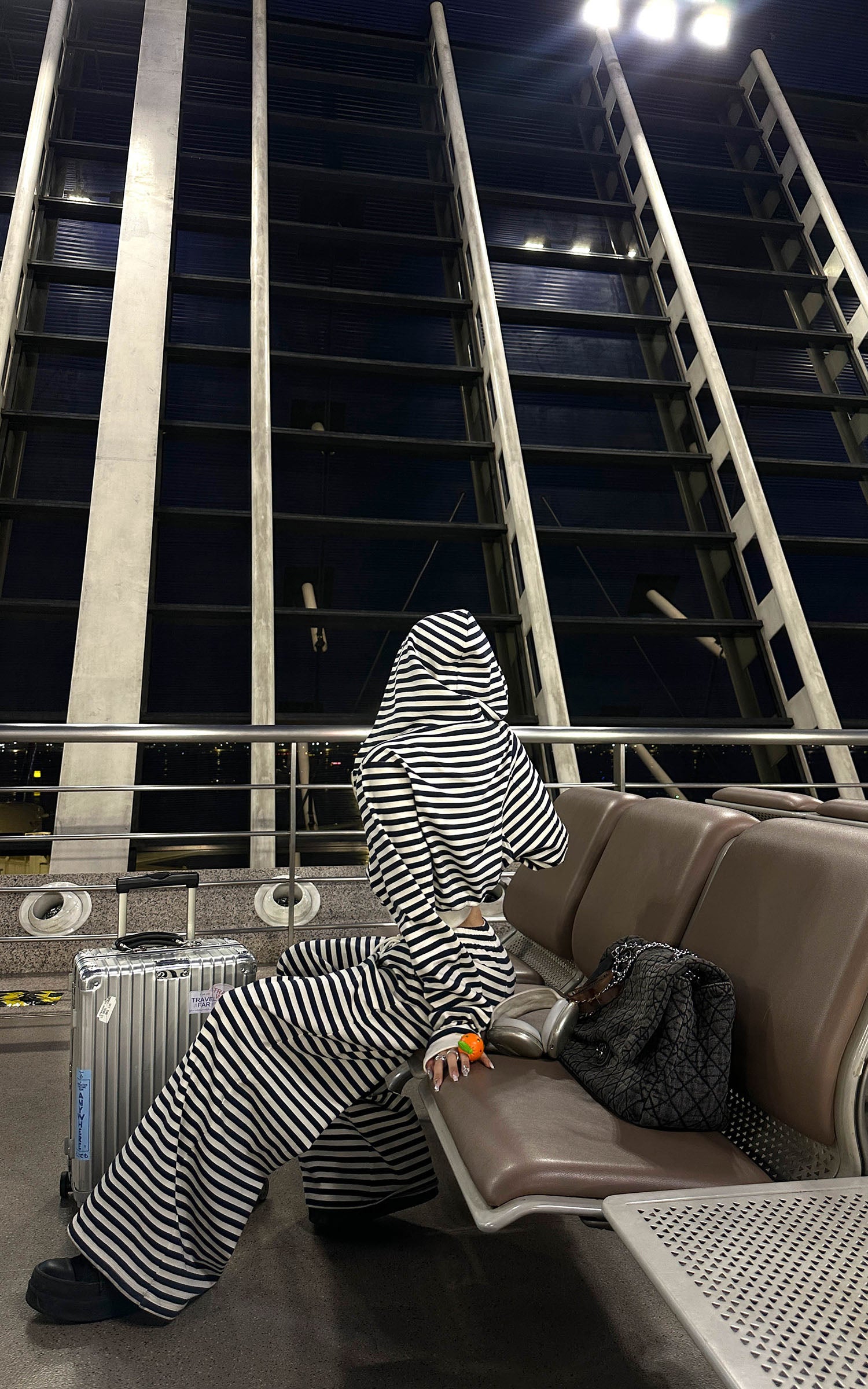 WARDEN EDGE Striped Cropped Hoodie and Wide-Leg Pants Set