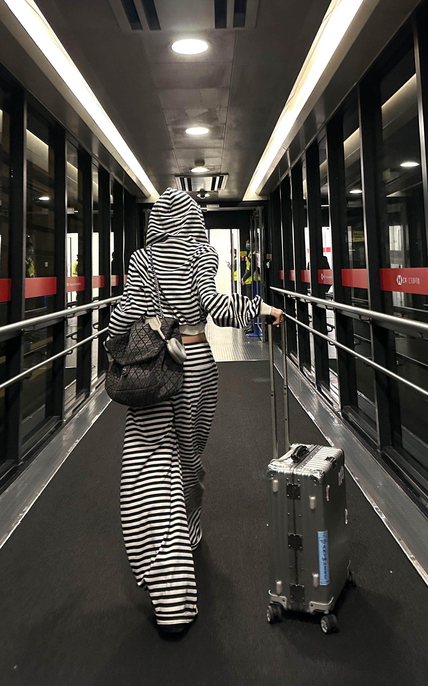 WARDEN EDGE Striped Cropped Hoodie and Wide-Leg Pants Set