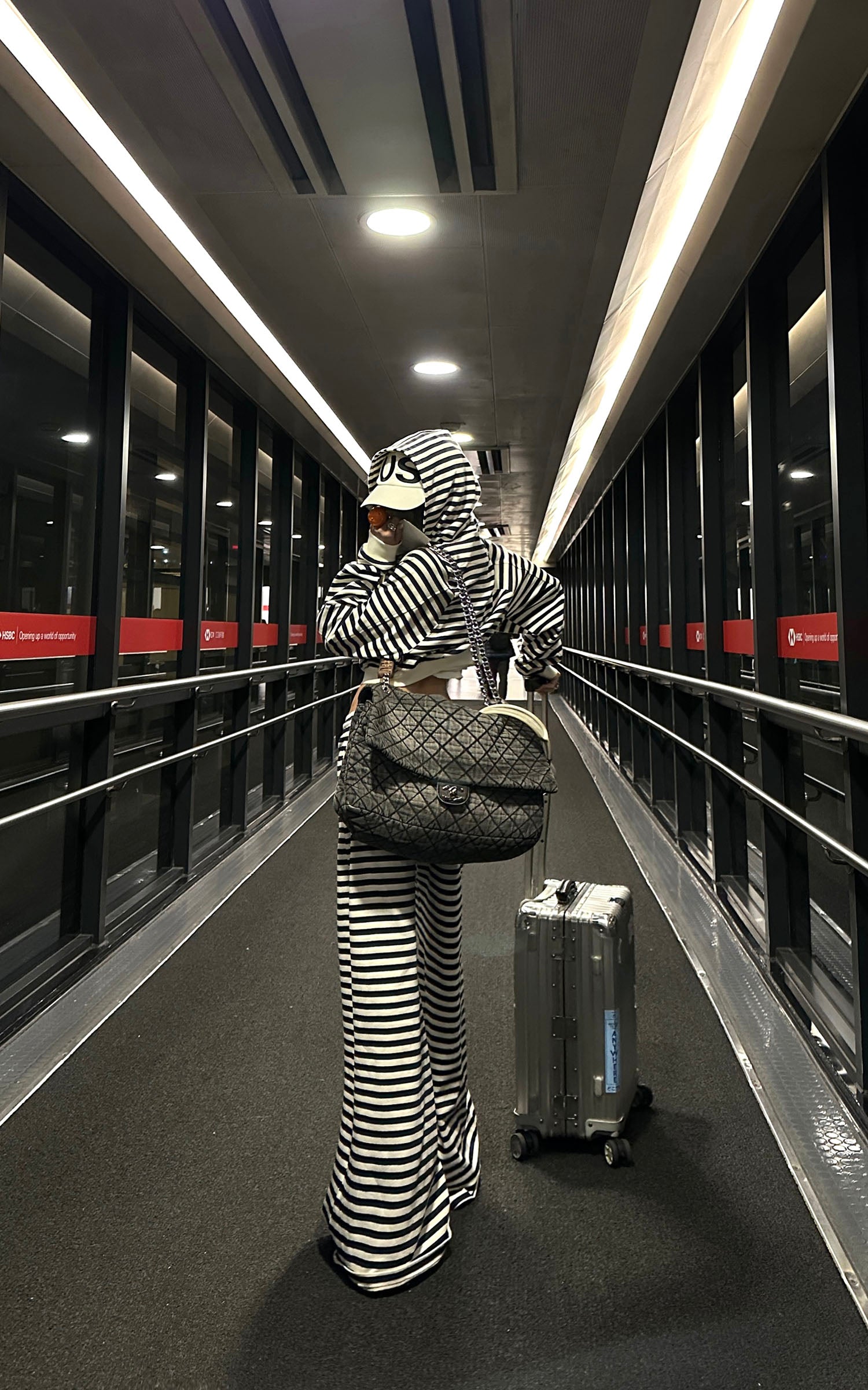 WARDEN EDGE Striped Cropped Hoodie and Wide-Leg Pants Set